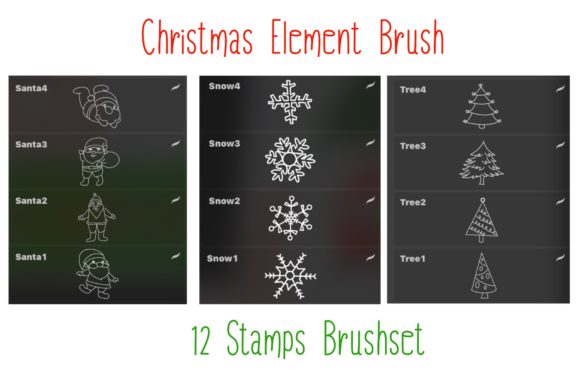 圣诞节元素Procreate印章笔刷素材包