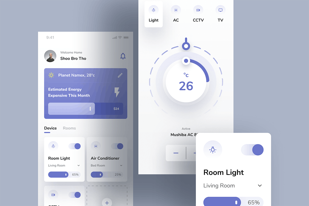 智能家居控制功能APP UI素材