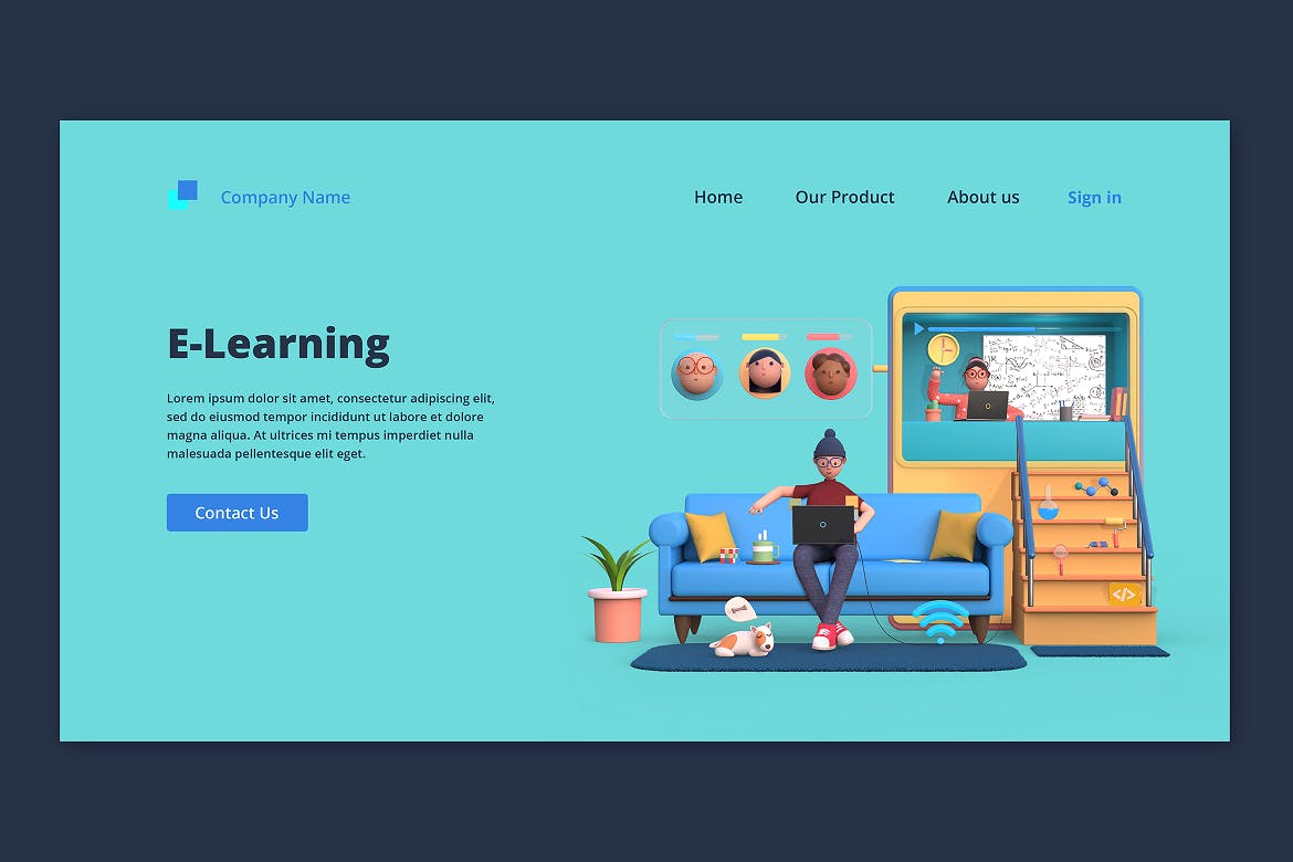 精品素材：多用途3D立体分层banner插图插画页面PSD素材包