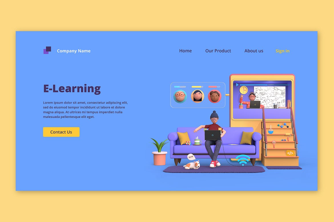 精品素材：多用途3D立体分层banner插图插画页面PSD素材包