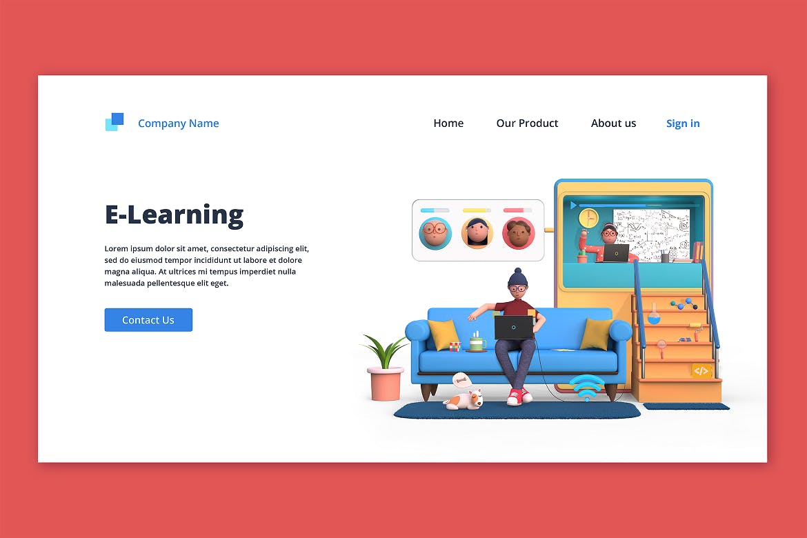 精品素材：多用途3D立体分层banner插图插画页面PSD素材包