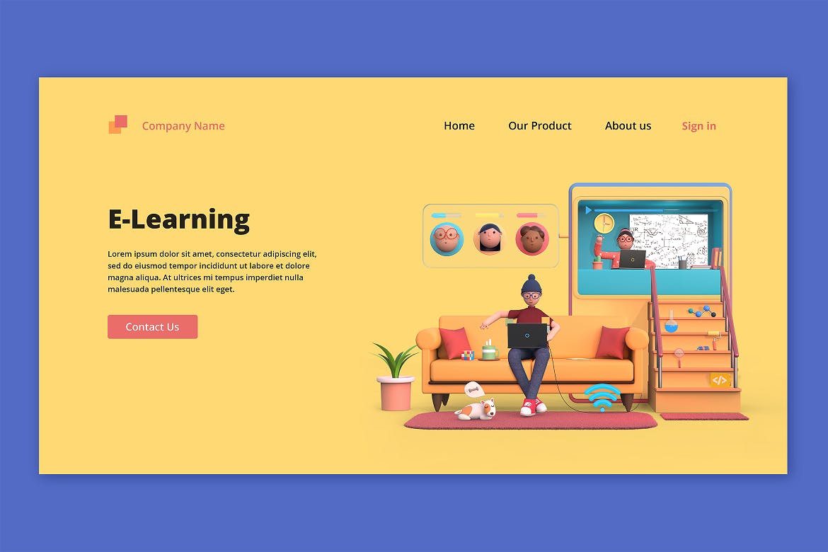 精品素材：多用途3D立体分层banner插图插画页面PSD素材包