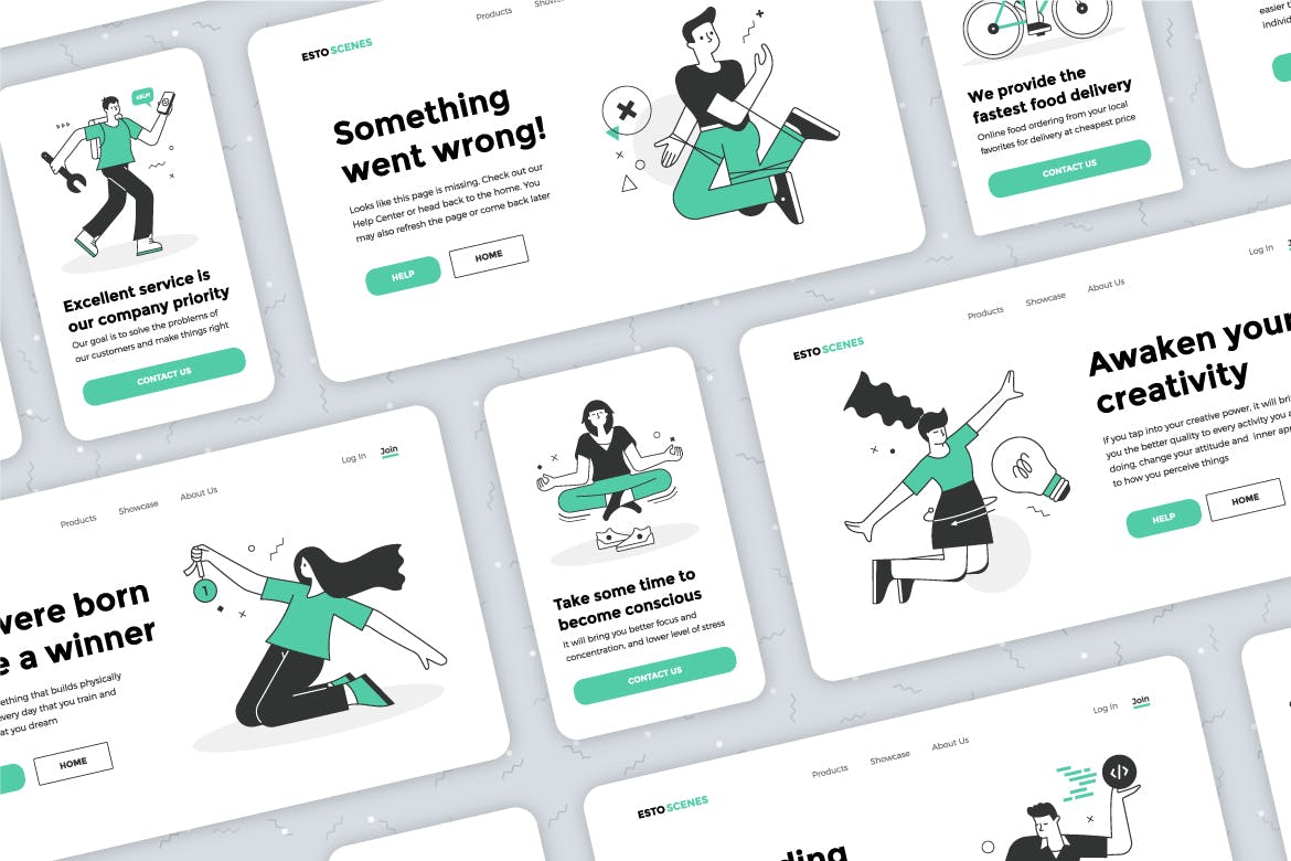 30个流行的商业和技术场景UI矢量插画插图素材包