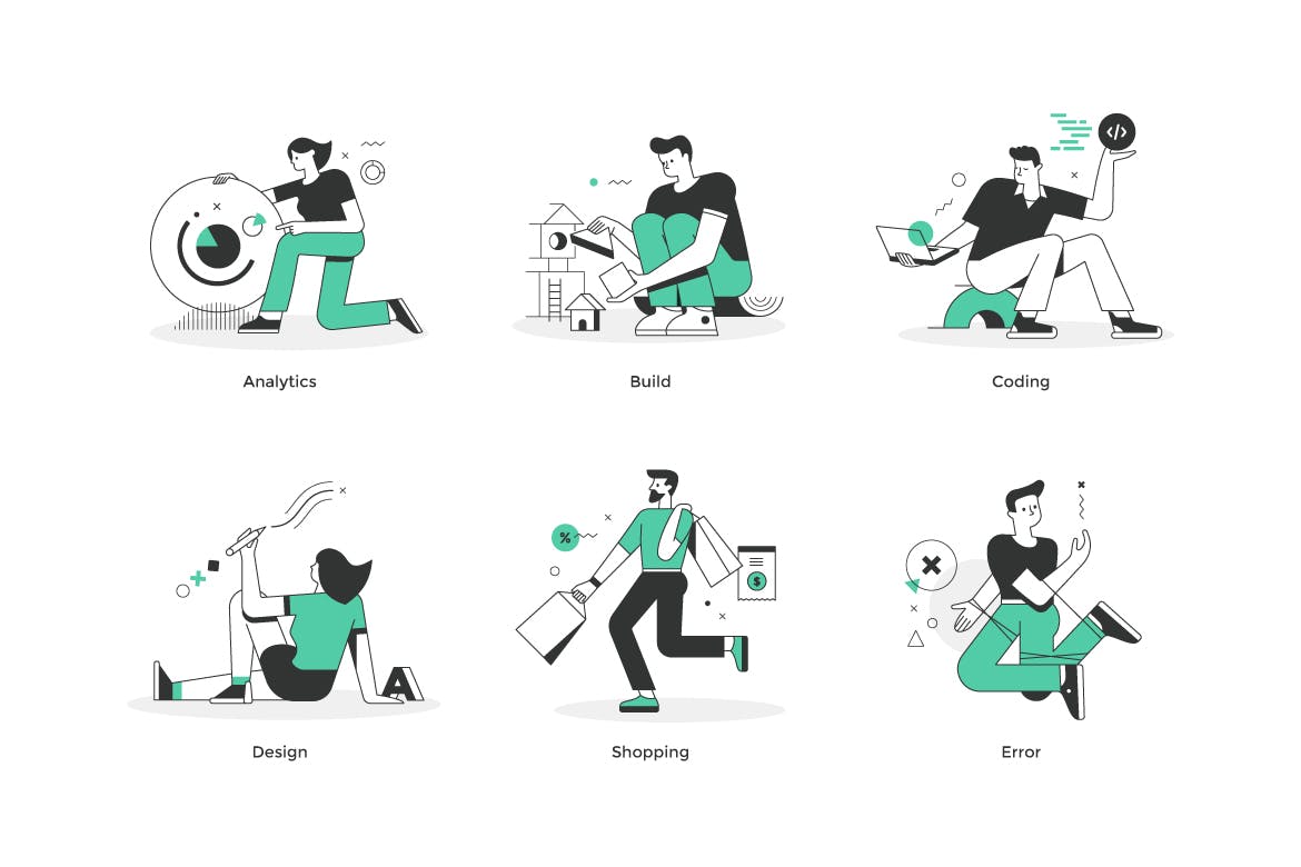 30个流行的商业和技术场景UI矢量插画插图素材包