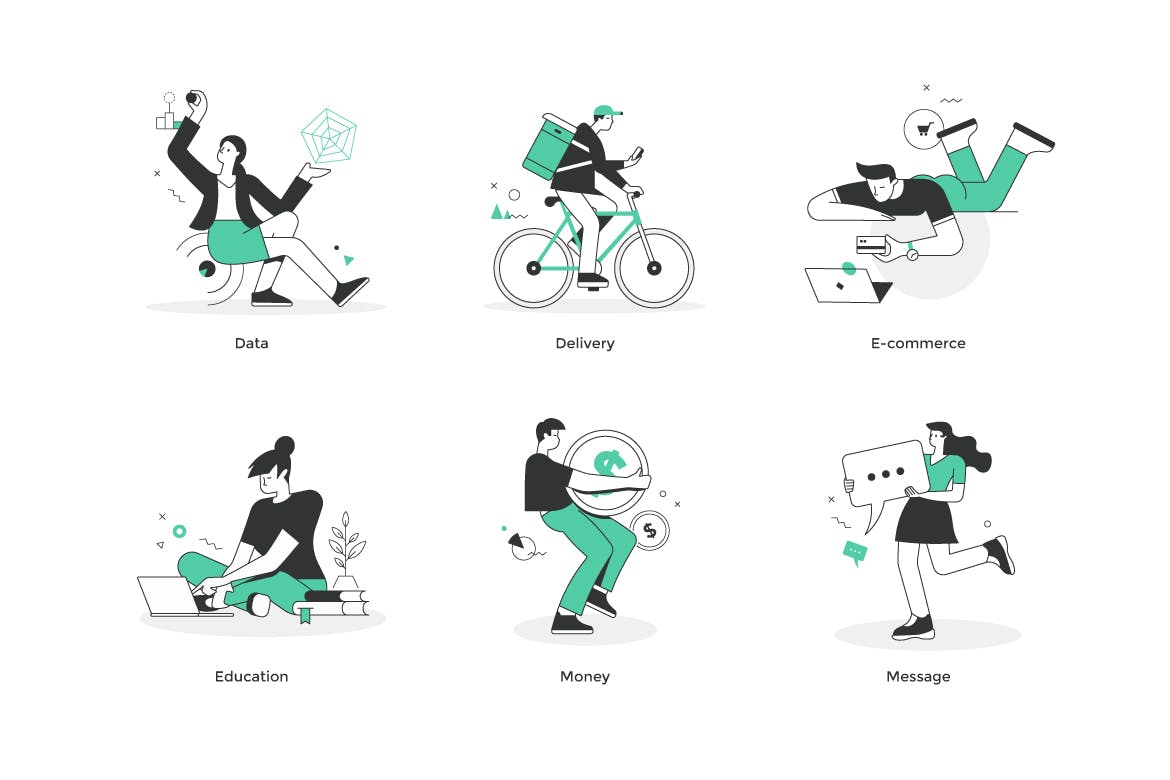 30个流行的商业和技术场景UI矢量插画插图素材包