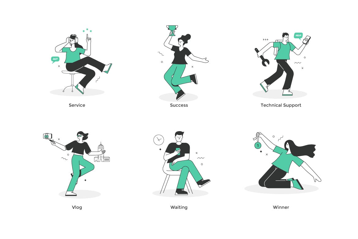 30个流行的商业和技术场景UI矢量插画插图素材包