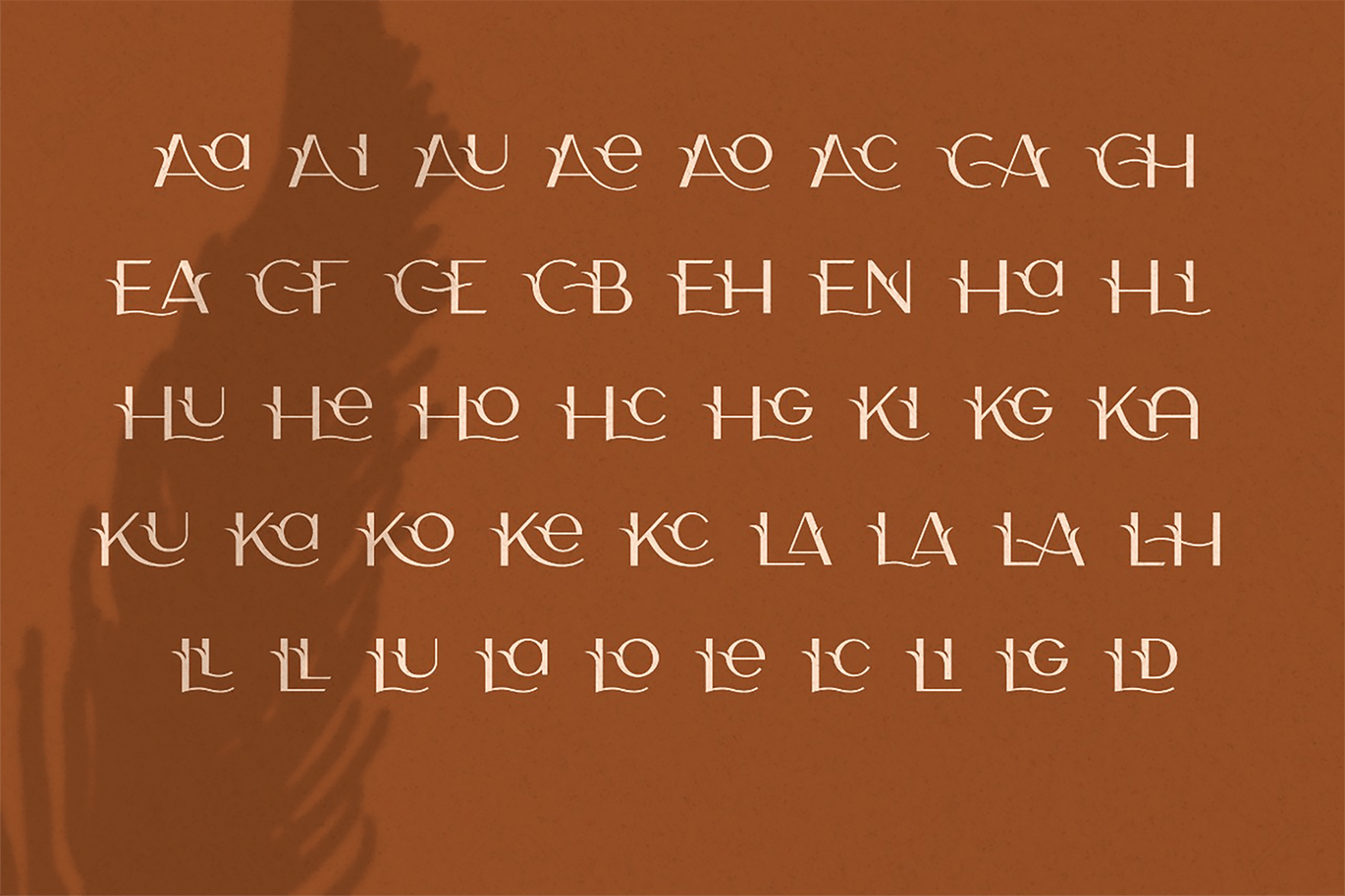 一组独特花朵植物树叶英文字体Camelia Sans