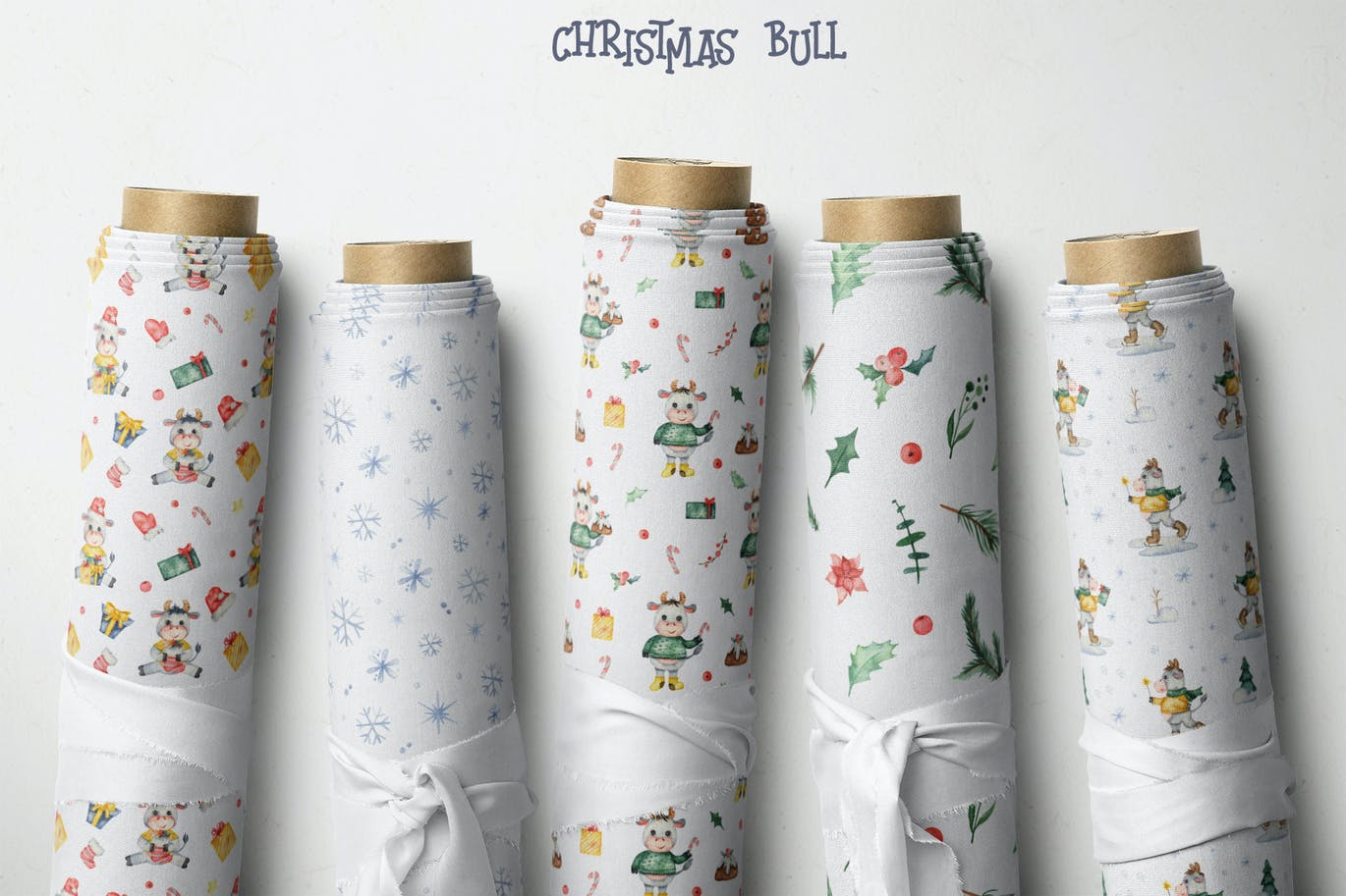 手绘水彩风格的新年圣诞节元素插画大集合