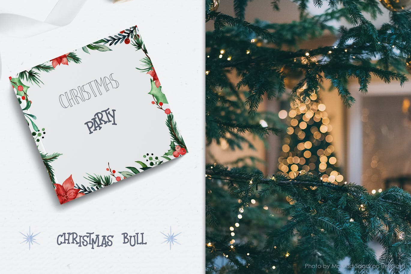 手绘水彩风格的新年圣诞节元素插画大集合