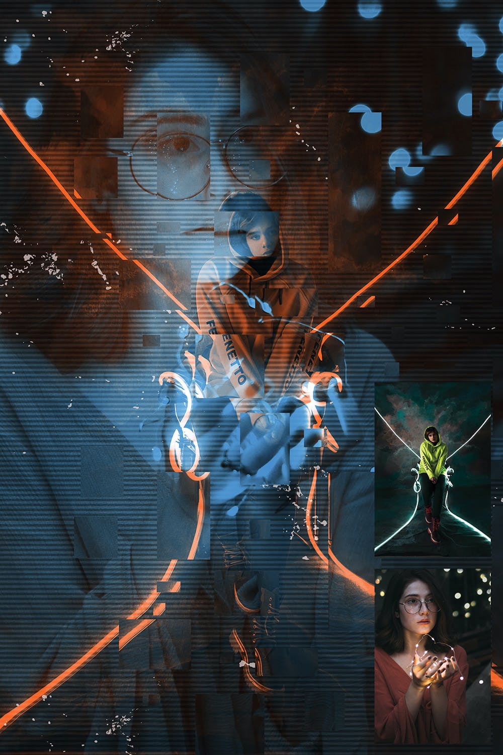 一键生成闪光双色曝光效果PS动作素材