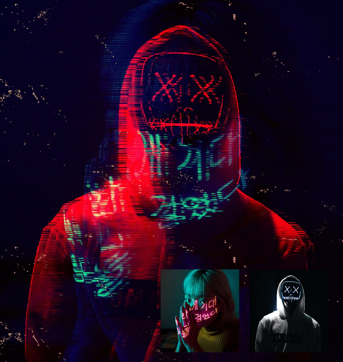 一键生成闪光双色曝光效果PS动作素材