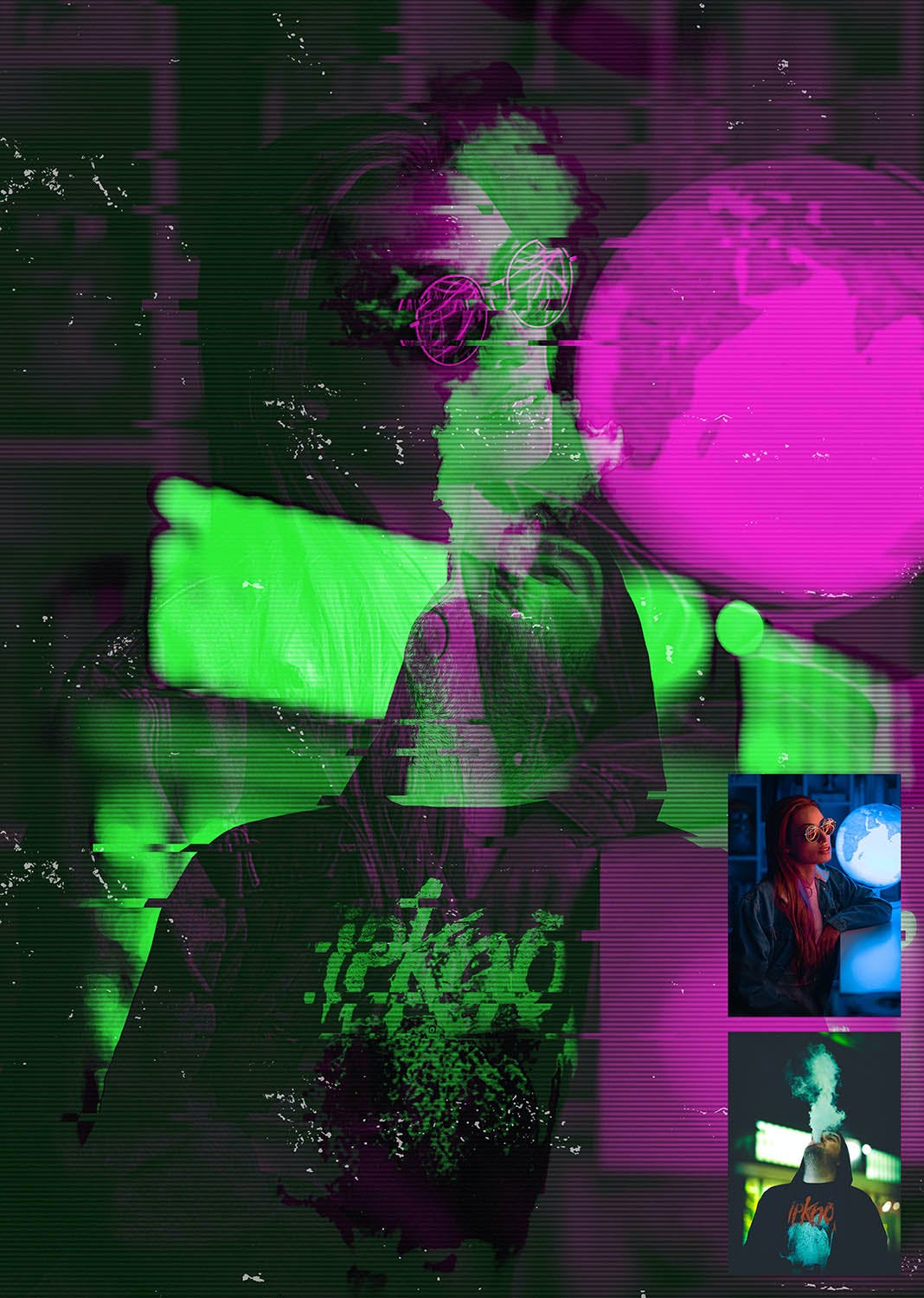 一键生成闪光双色曝光效果PS动作素材