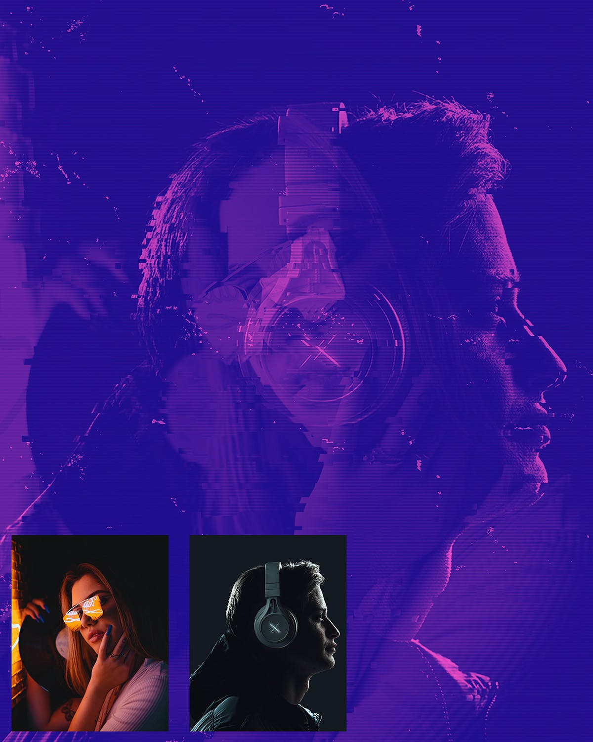 一键生成闪光双色曝光效果PS动作素材