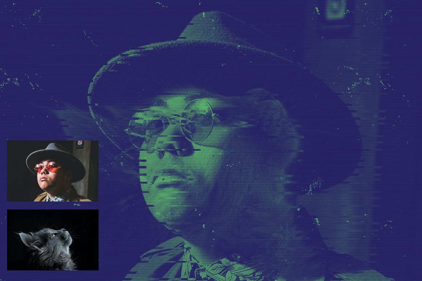 一键生成闪光双色曝光效果PS动作素材