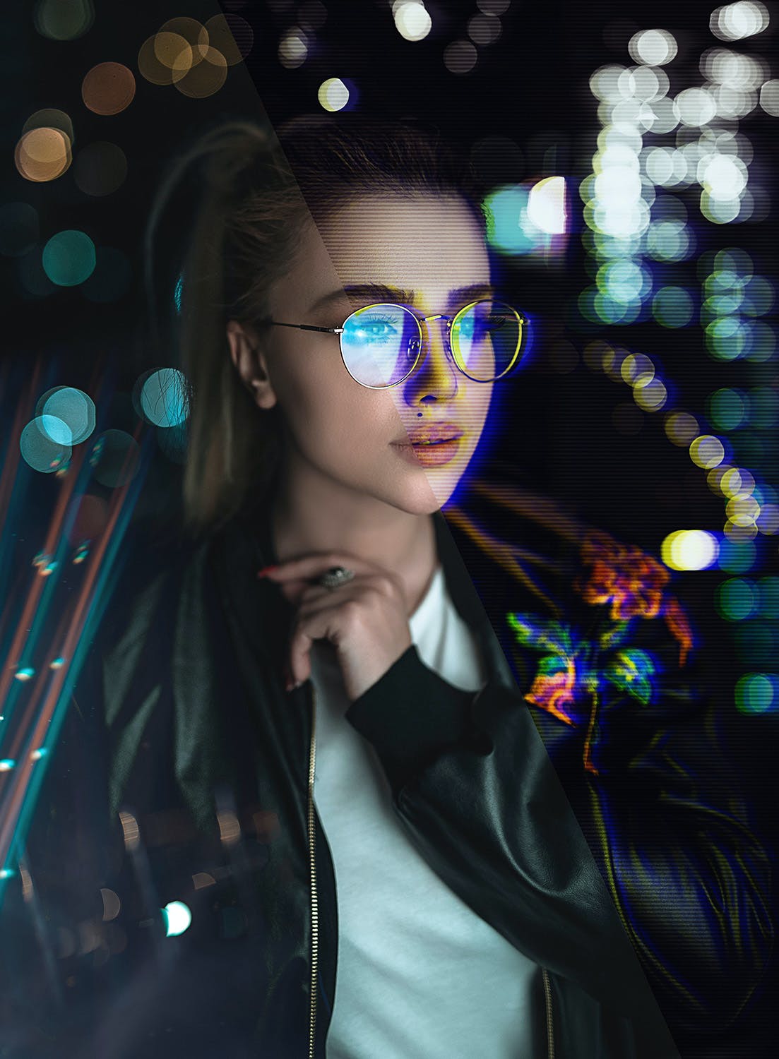 一键生成网络朋克故障特效PS动作素材