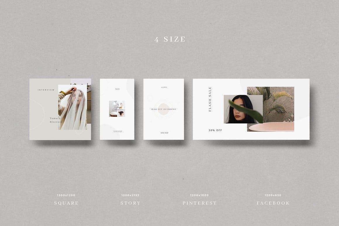 时尚高端简约优雅Instagram社交媒体banner海报设计PSD素材模板