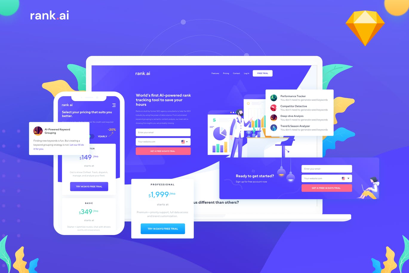 简约好用SEO服务网站UI KITS素材库