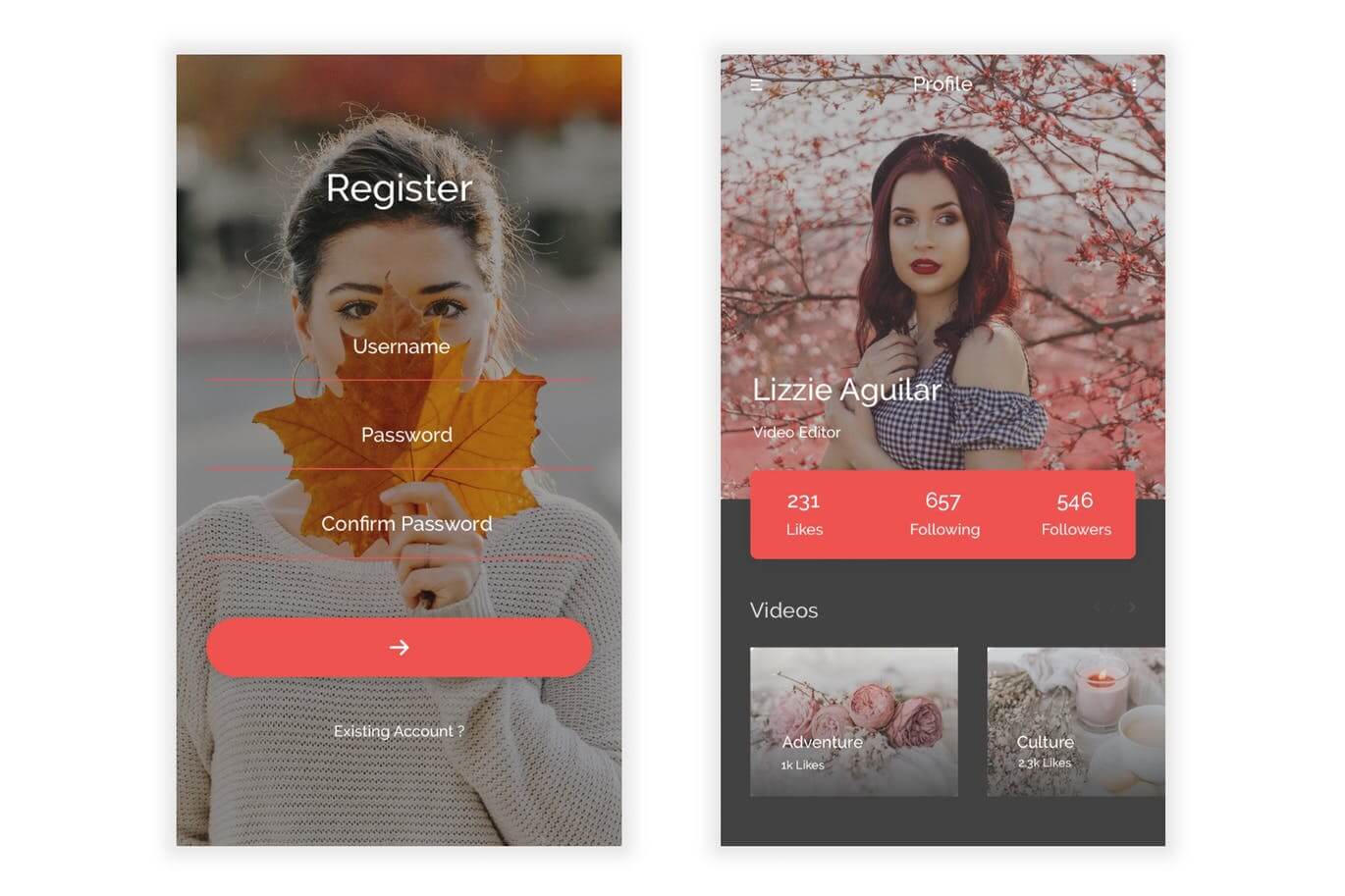 手机端APP小视频UI界面模板