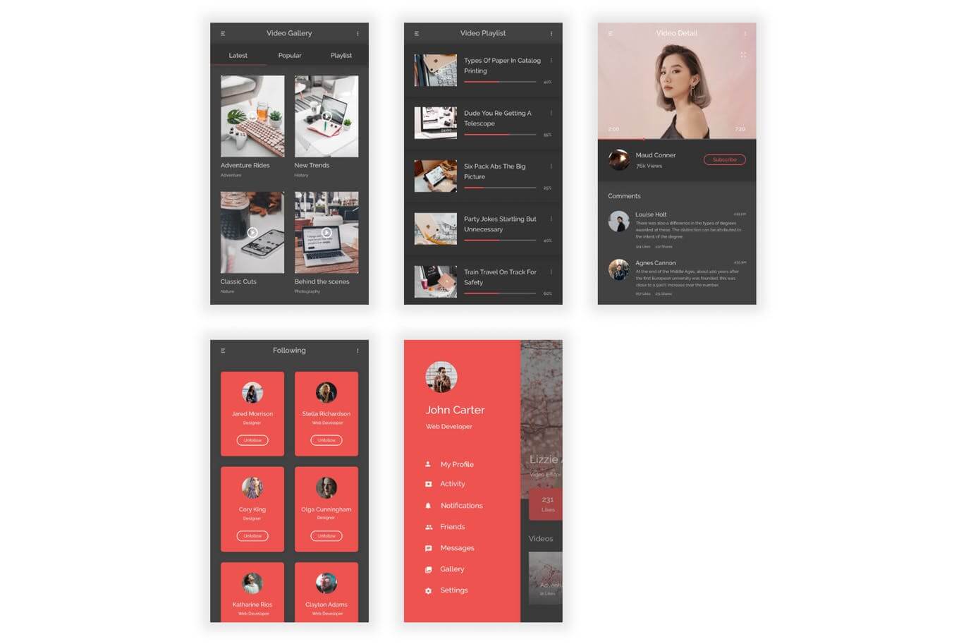 手机端APP小视频UI界面模板