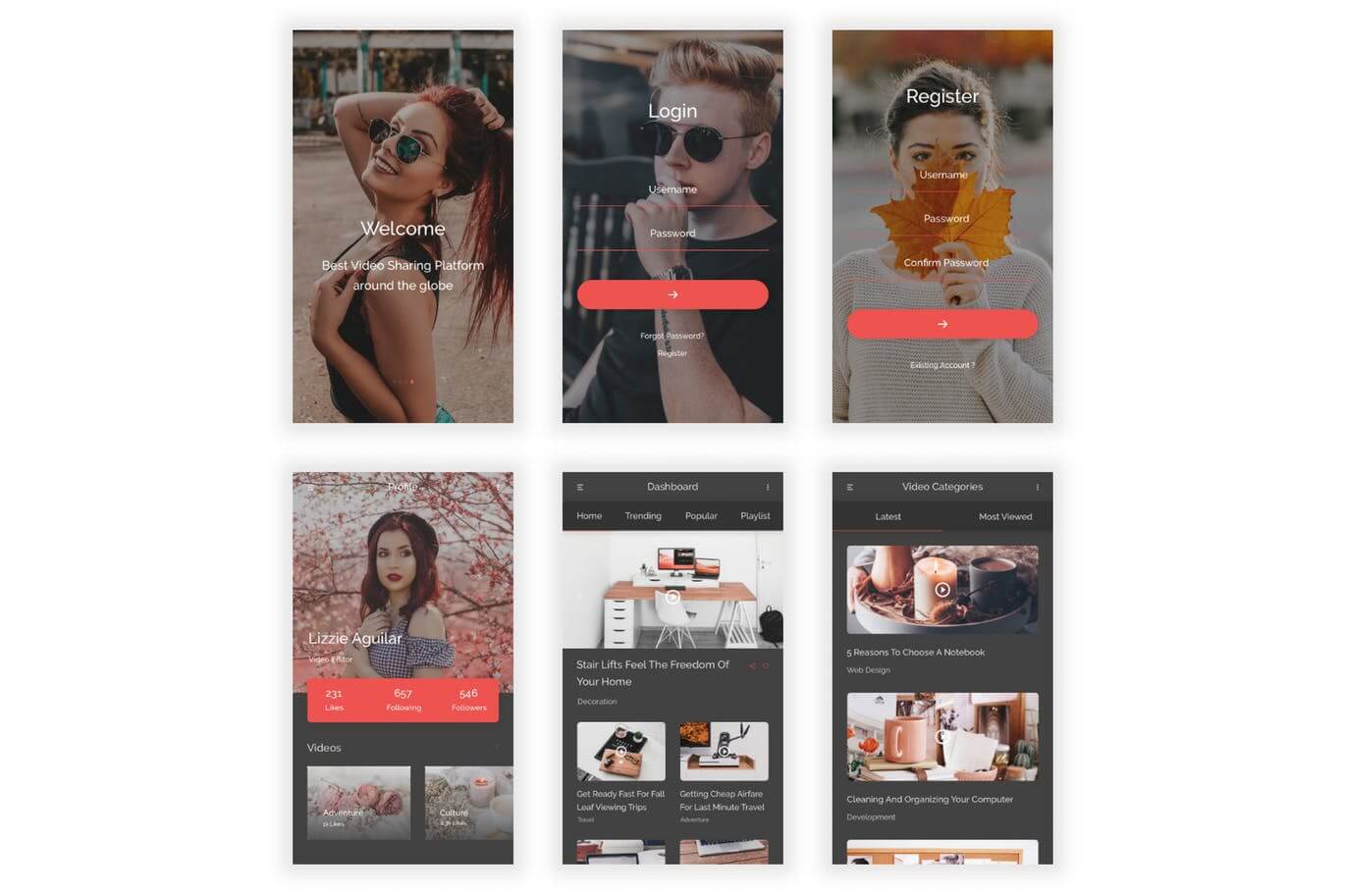 手机端APP小视频UI界面模板