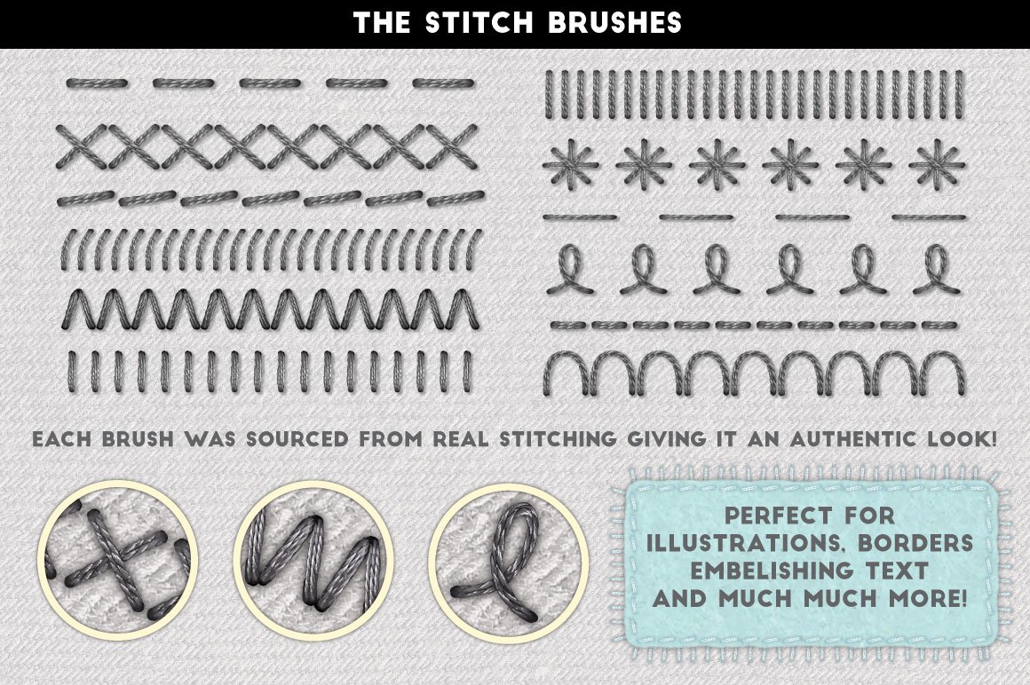 织物缝纫工艺主题-笔刷样式素材包