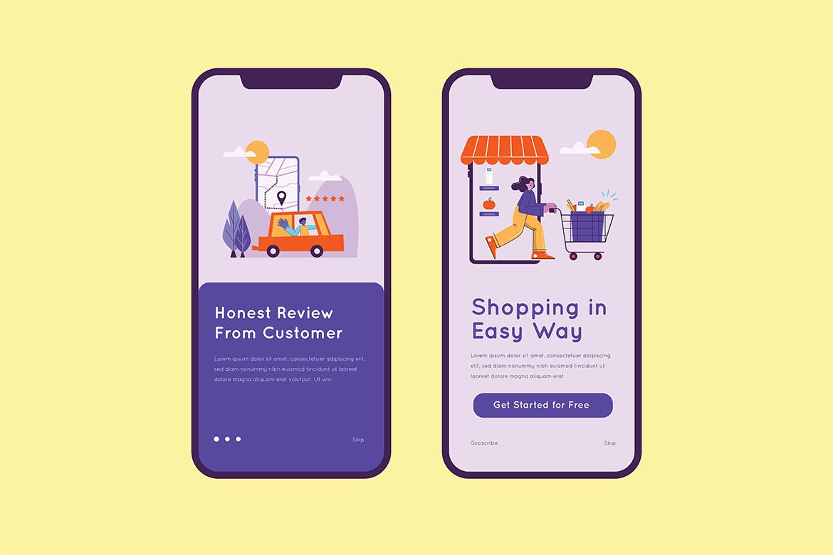 时尚高端电子商务超市购物banner海报插画设计素材模板