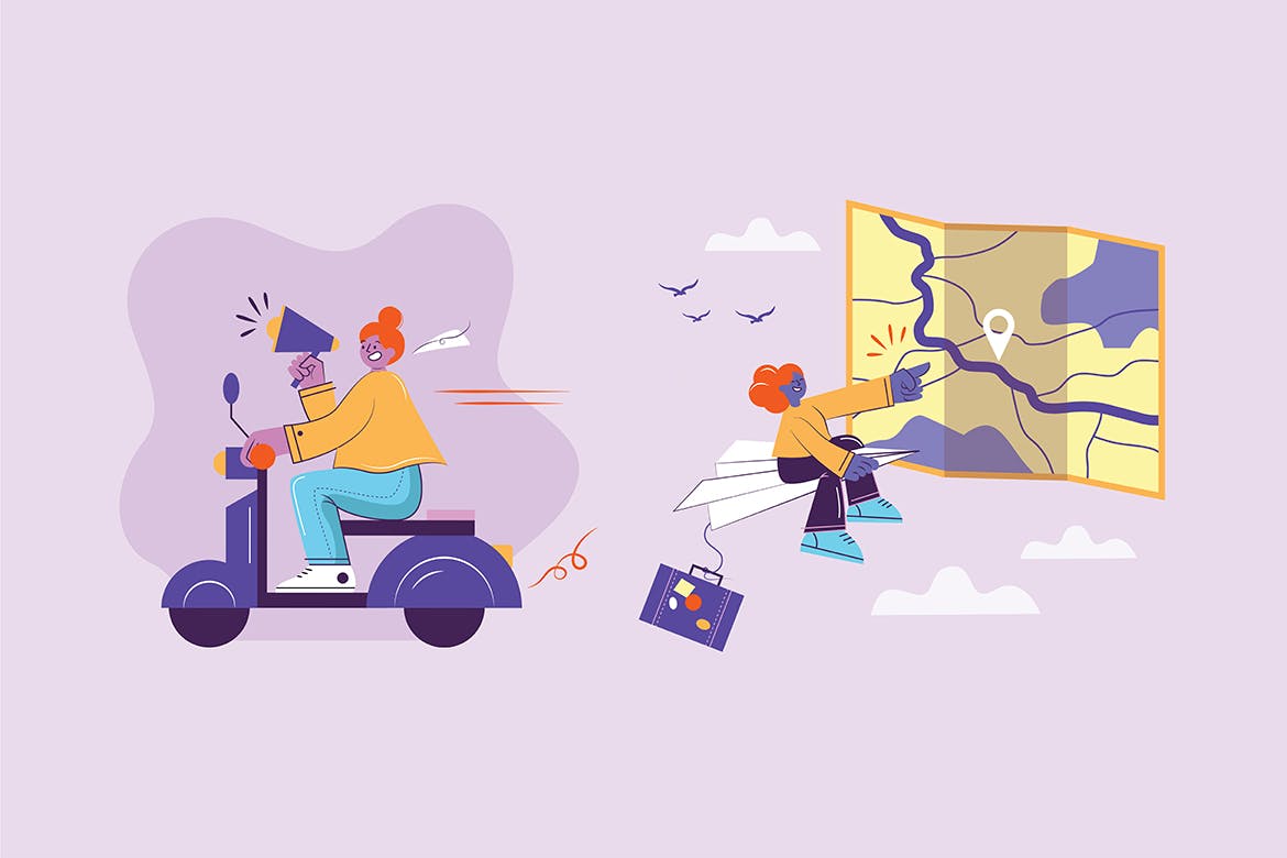 时尚高端电子商务超市购物banner海报插画设计素材模板