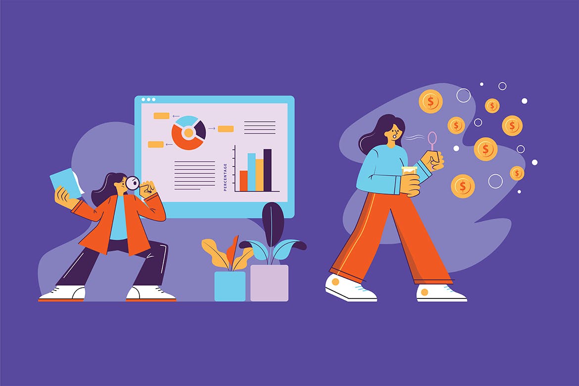 时尚高端电子商务超市购物banner海报插画设计素材模板