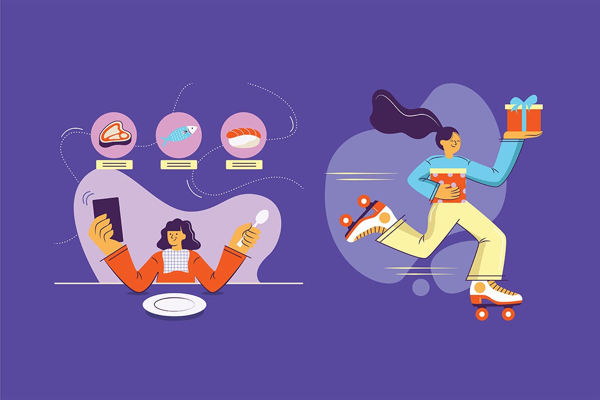 时尚高端电子商务超市购物banner海报插画设计素材模板