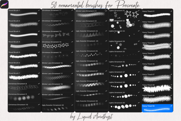 适用于Procreate的圣诞笔刷素材