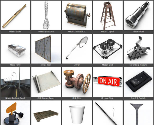 260多个五金主题C4D模型预设素材