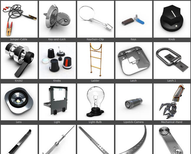 260多个五金主题C4D模型预设素材