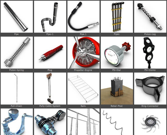 260多个五金主题C4D模型预设素材