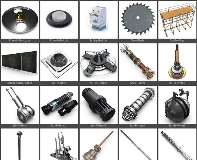 260多个五金主题C4D模型预设素材