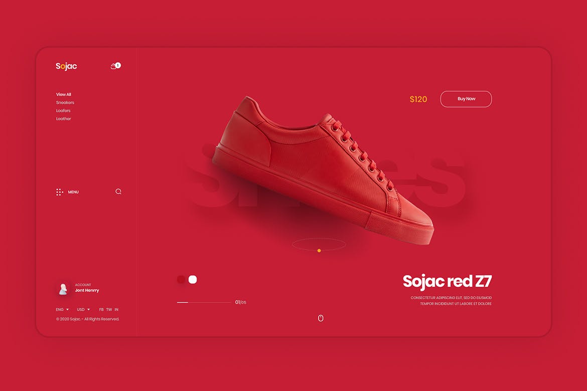 鞋子展示鞋店电商WEB网站PSD素材模板