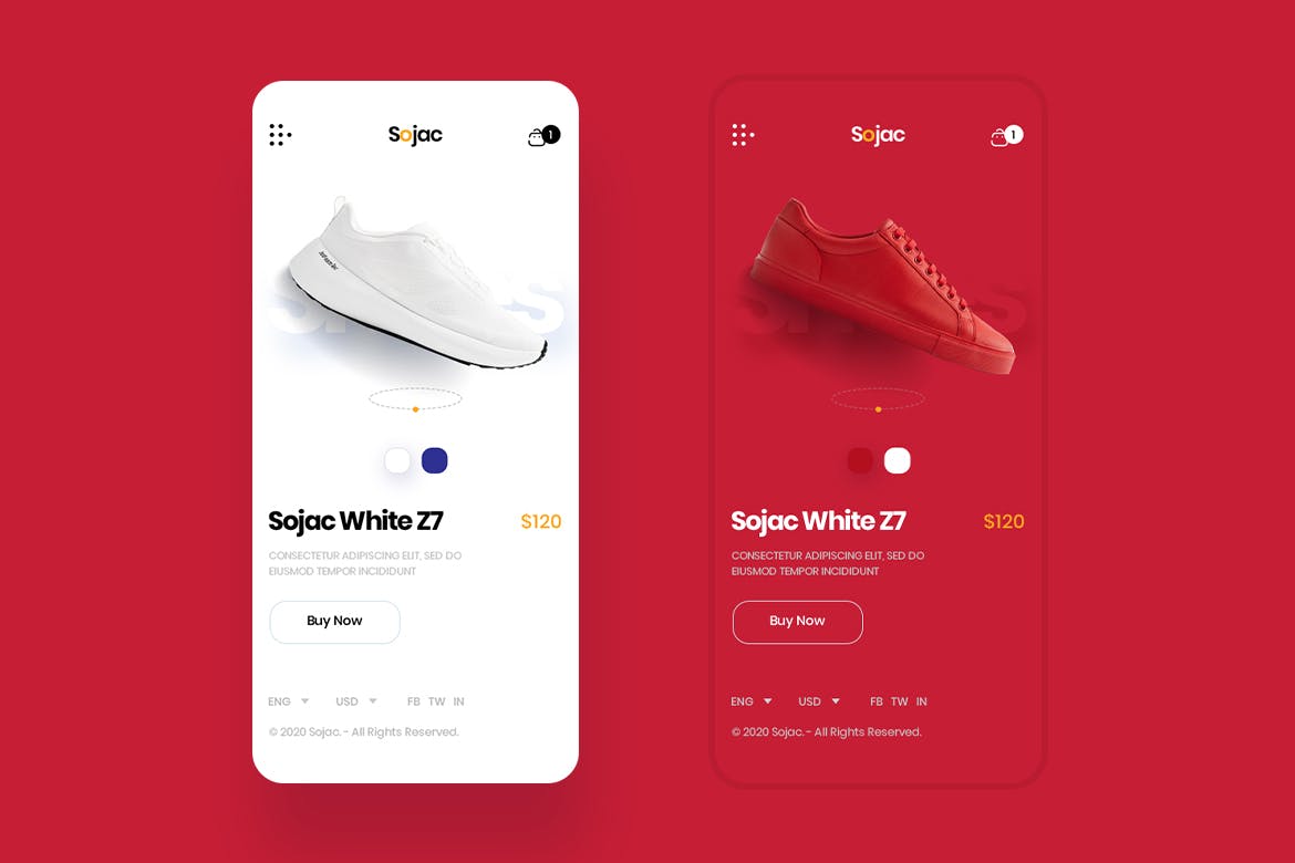 鞋子展示鞋店电商WEB网站PSD素材模板