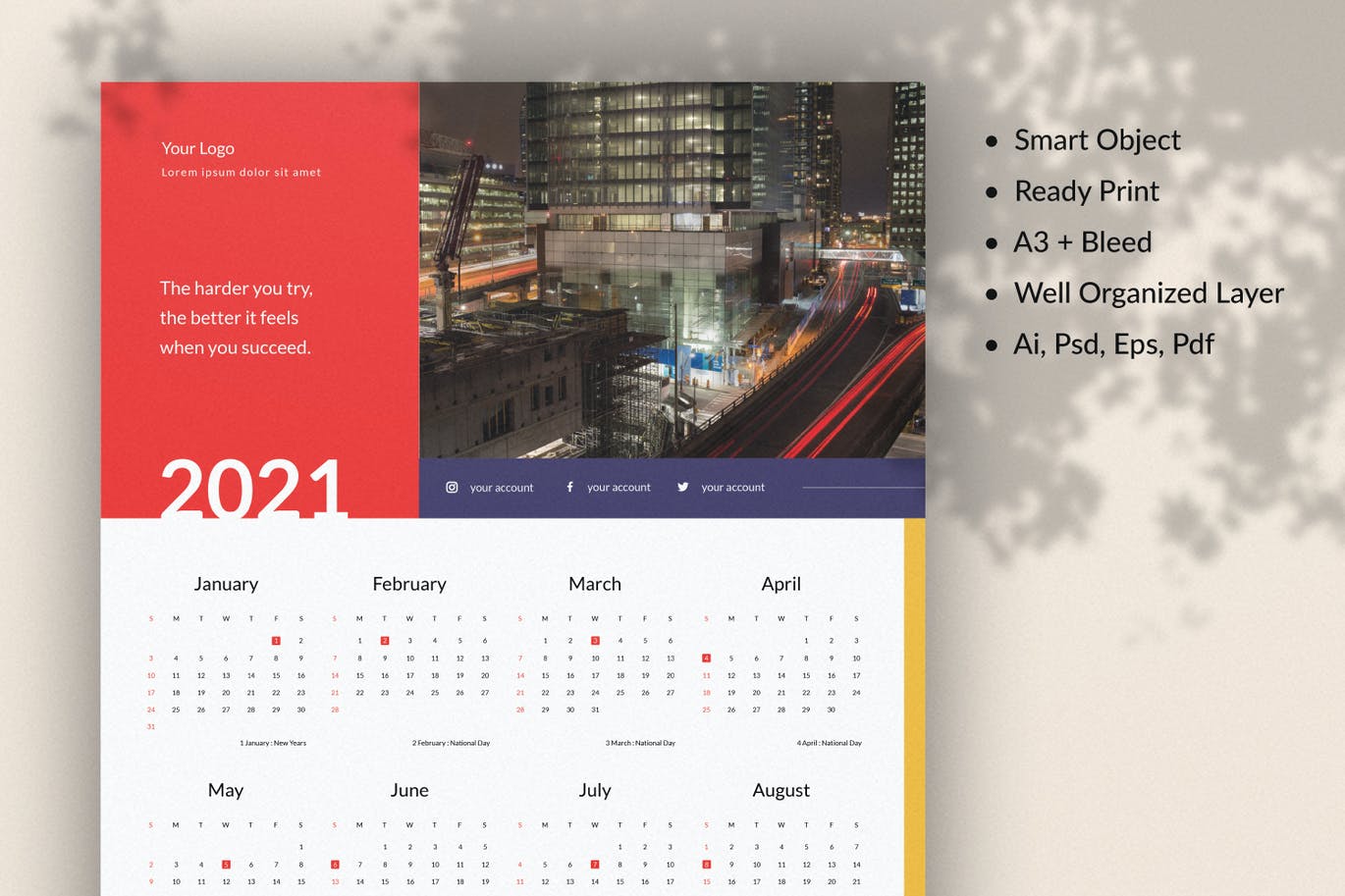 2021年时尚高端日历挂历台历设计素材模板