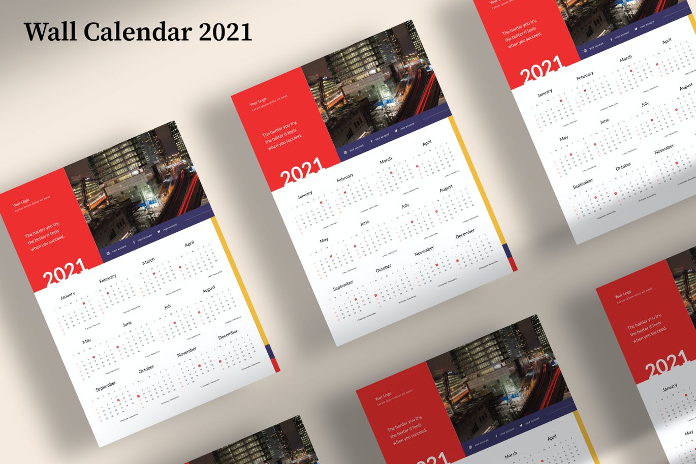 2021年时尚高端日历挂历台历设计素材模板