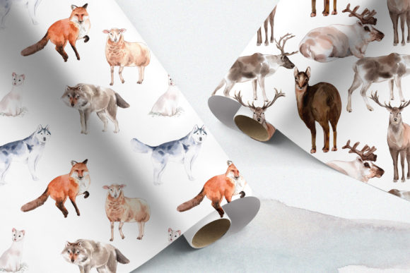 67个冬季主题动物水彩风格插画素材包