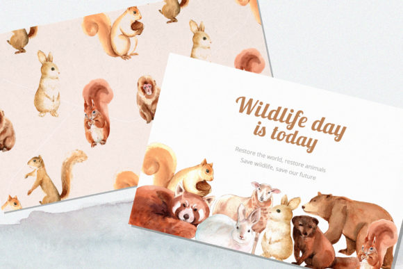 67个冬季主题动物水彩风格插画素材包