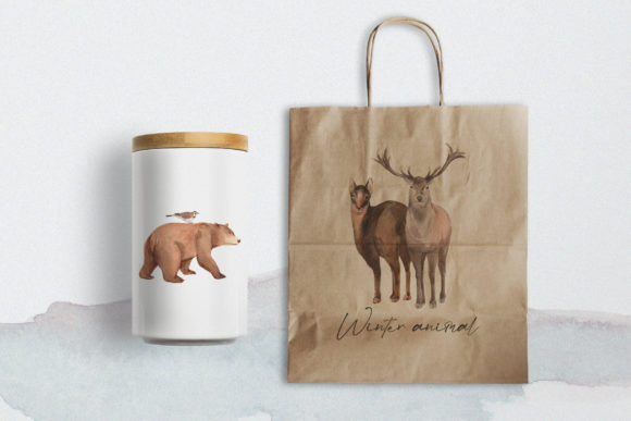 67个冬季主题动物水彩风格插画素材包