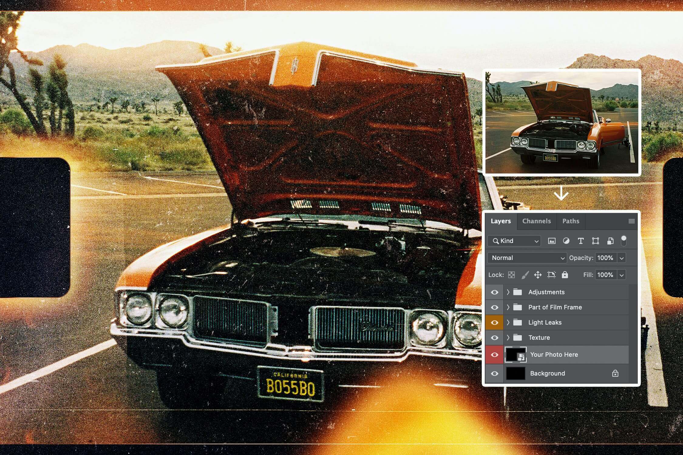 胶片电影镜头级别灯光效果PSD素材模板