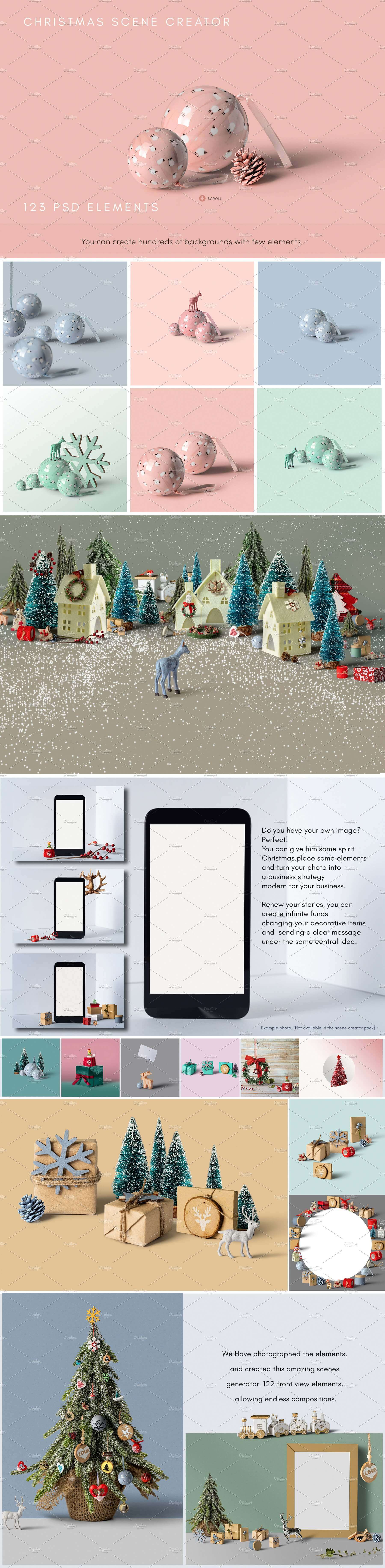 圣诞装饰元素场景PSD素材元素文件夹