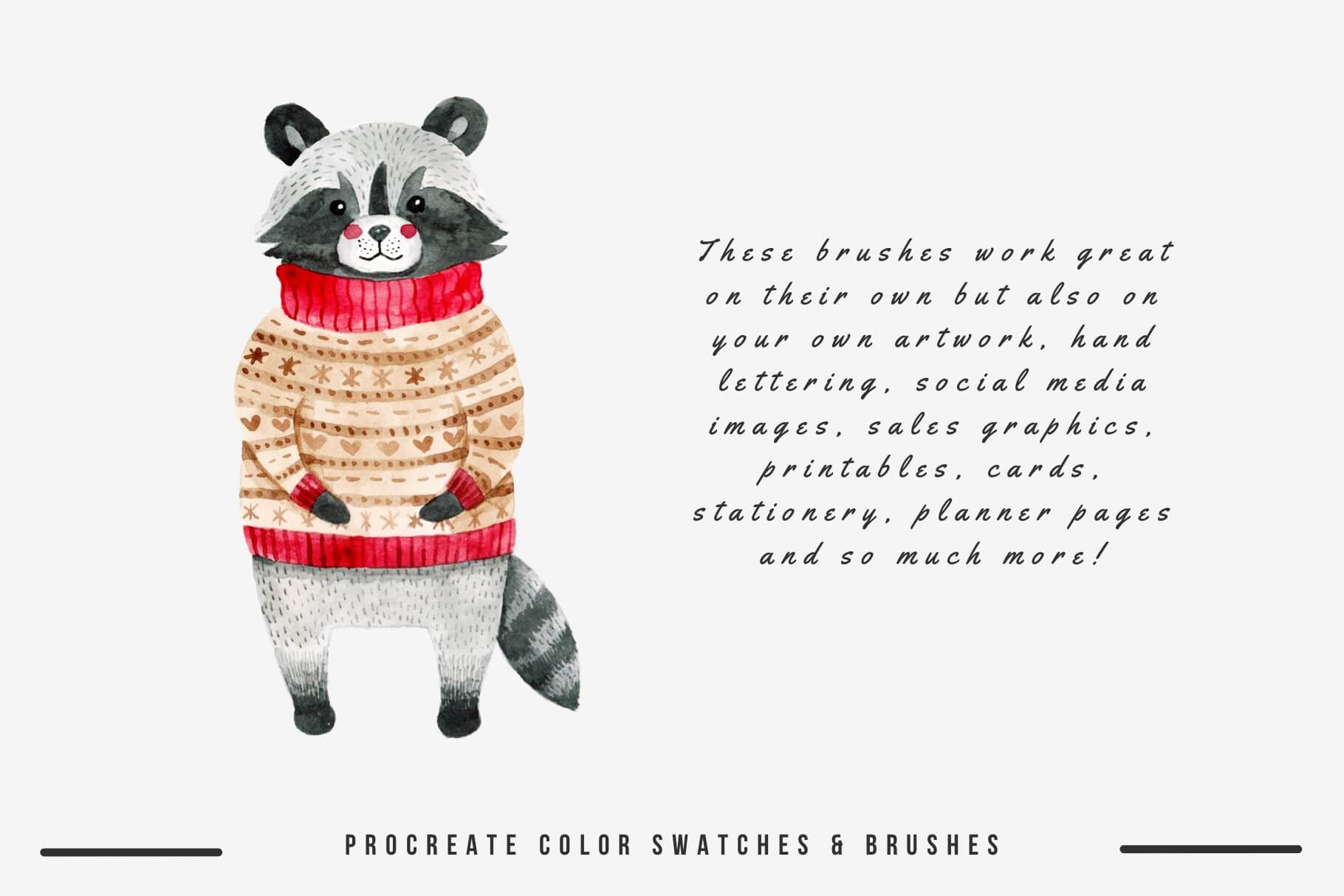 圣诞水彩元素Procreate笔刷素材套装