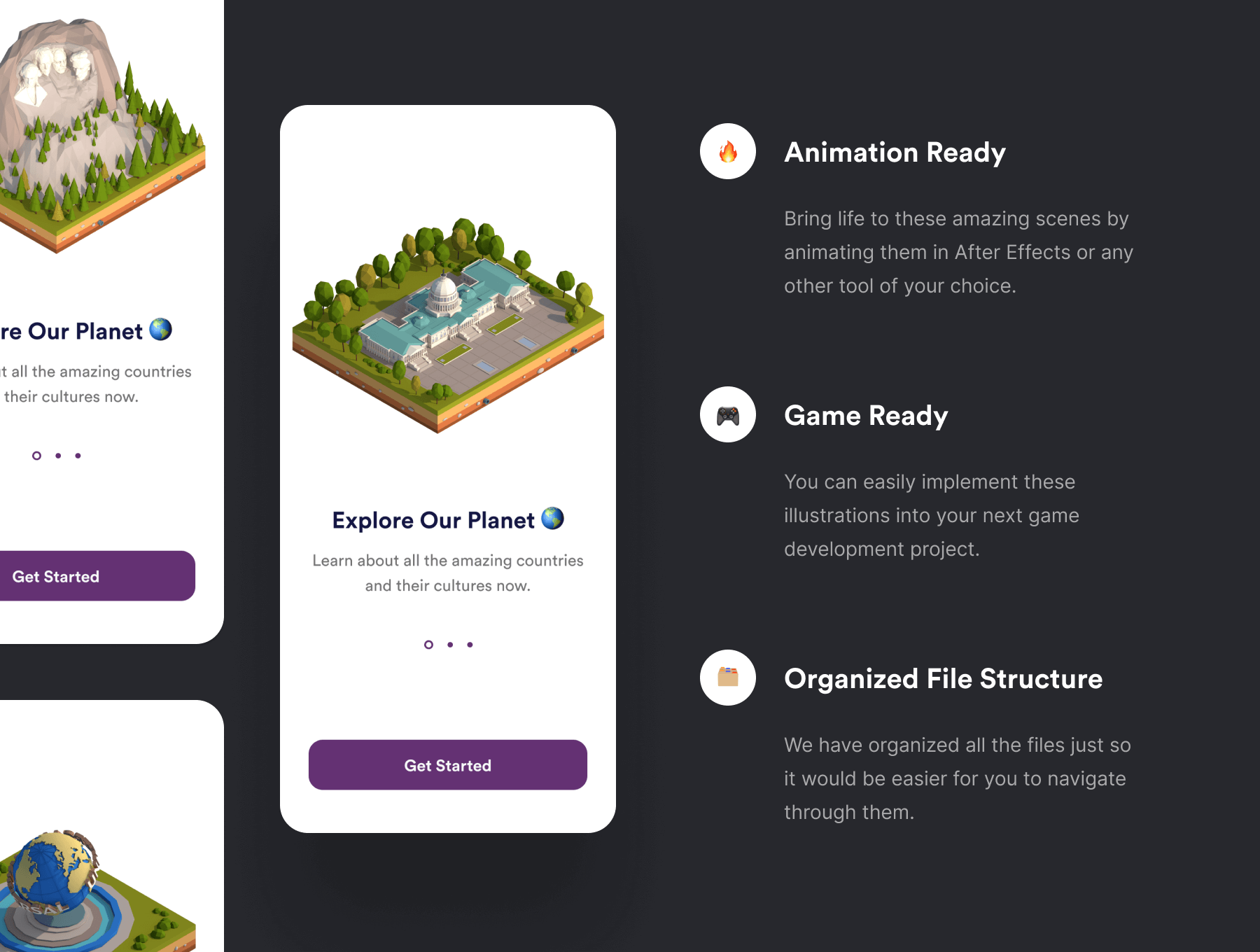 低多边形美国城市地标C4D素材