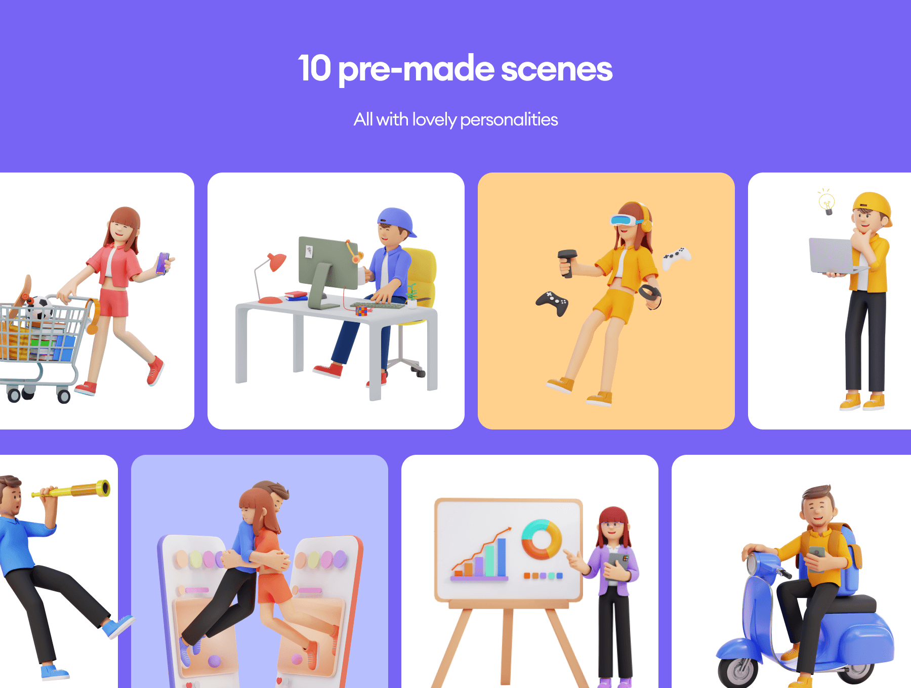 10个场景30个Blender格式的3D插画素材包