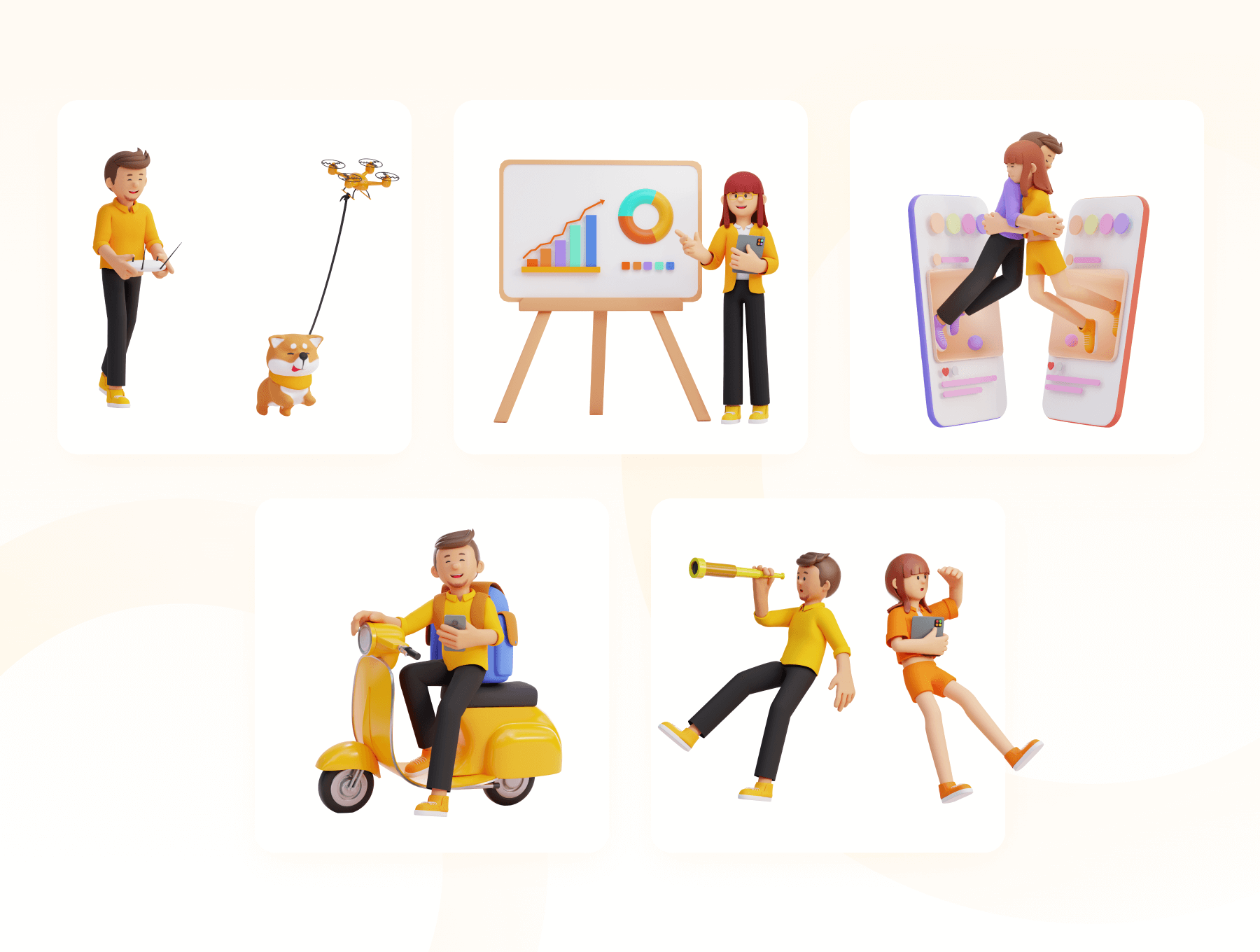 10个场景30个Blender格式的3D插画素材包