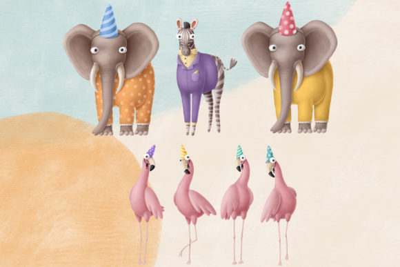 100+生日派对主题野生动物系列剪贴画PNG素材