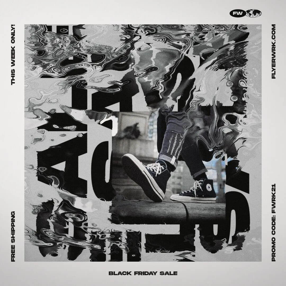 炫酷水墨故障海报价格2000一张！有了这个分分钟解决