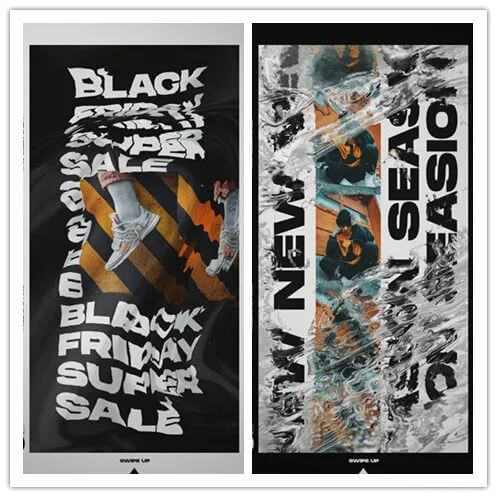 炫酷水墨故障海报价格2000一张!有了这个分分钟解决